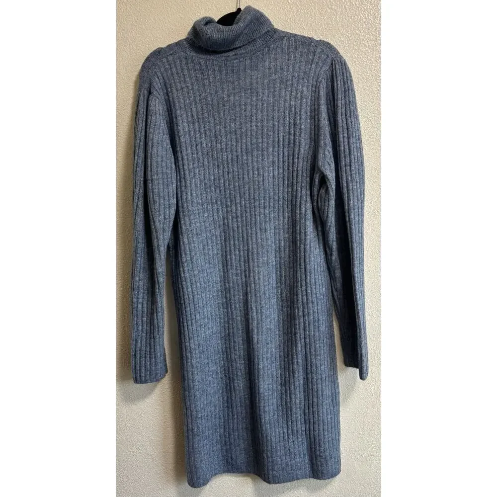 Gap Sweater Dress Turtleneck Blue Long Sleeve Ribbed Knit NEW Academia Size XL - Picture 3 of 9